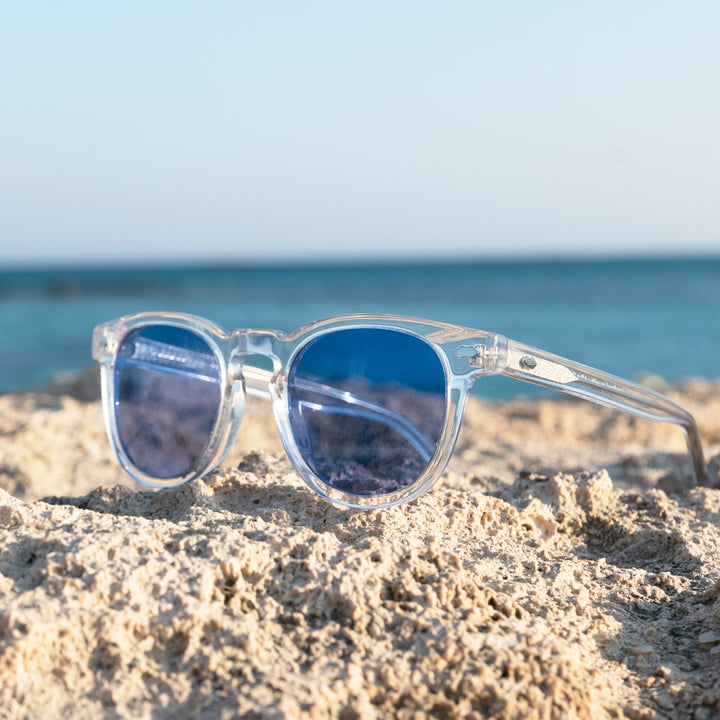 Clear Acetate Square Sunglasses with Colored Lenses - Benson