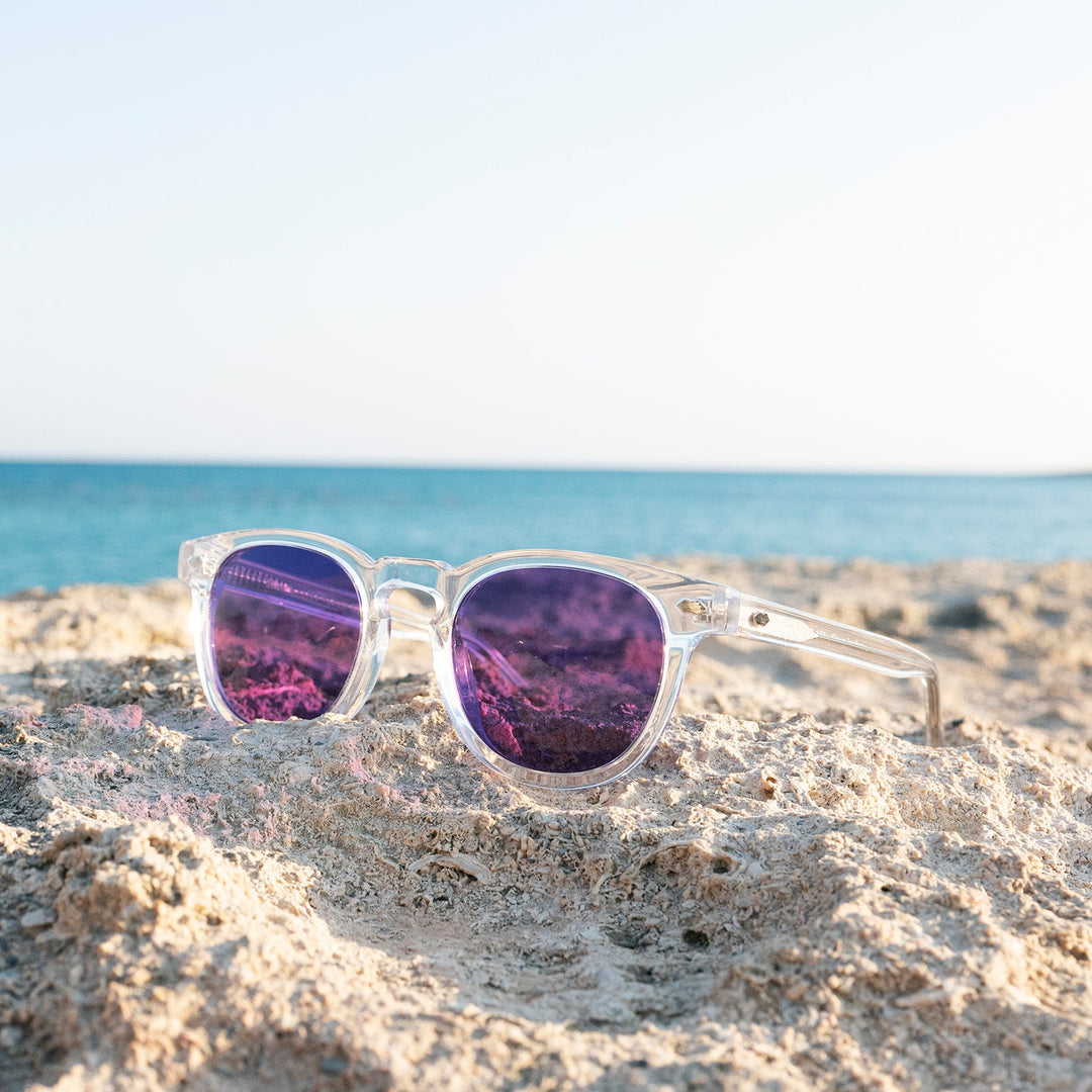 Clear Acetate Square Sunglasses with Colored Lenses - Benson