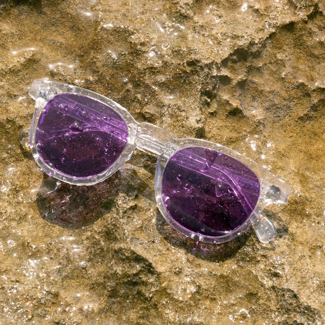 Clear Acetate Square Sunglasses with Colored Lenses - Benson