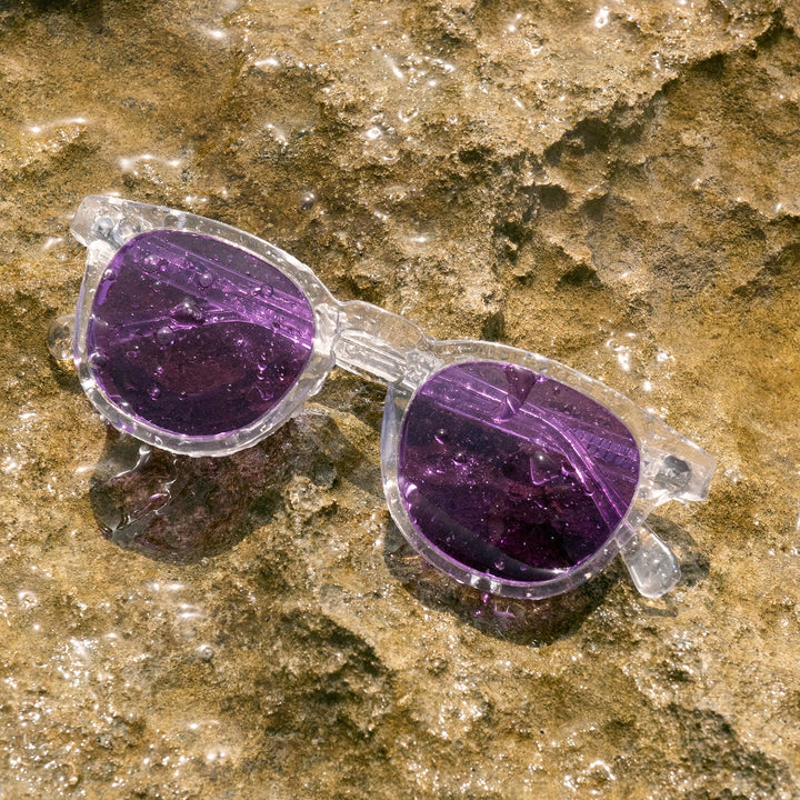 Clear Acetate Square Sunglasses with Colored Lenses - Benson