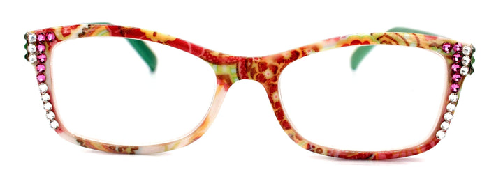 Frida Bling Women's Reading Glasses with Genuine European Crystals