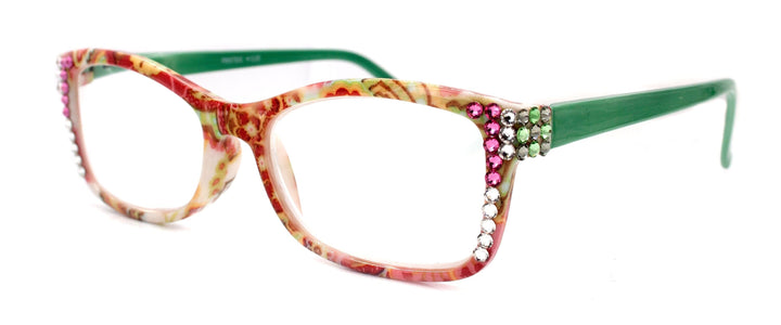 Frida Bling Women's Reading Glasses with Genuine European Crystals