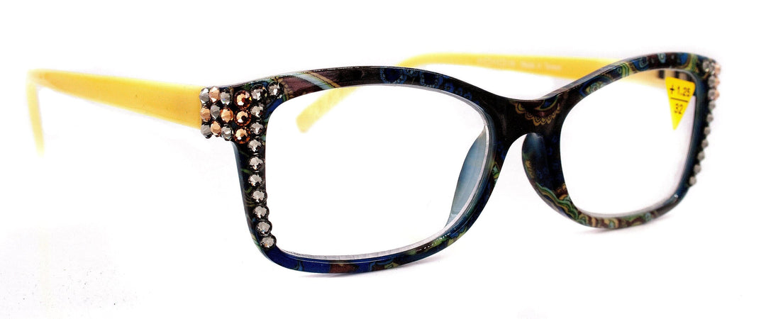 Frida Bling Women's Reading Glasses with Genuine European Crystals
