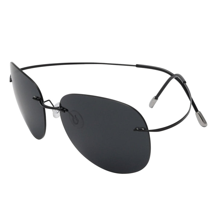 Polarized Rimless Titanium Frame Sunglasses