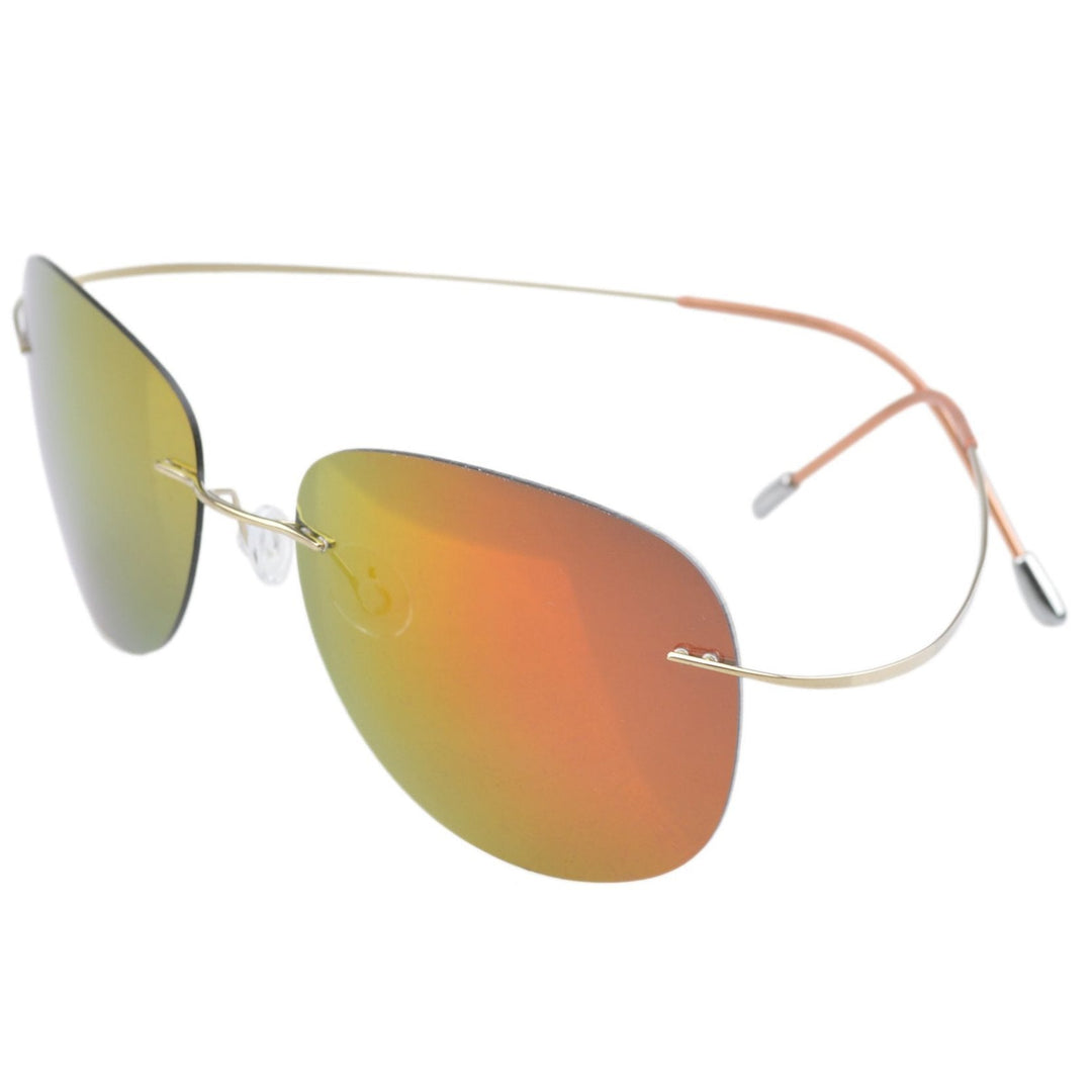 Polarized Rimless Titanium Frame Sunglasses