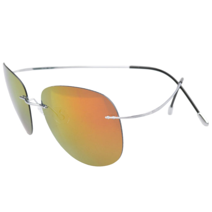 Polarized Rimless Titanium Frame Sunglasses