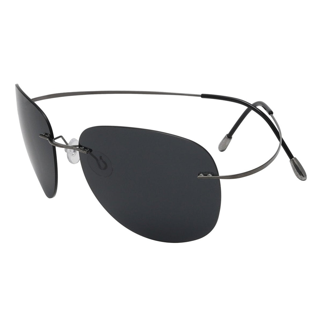 Polarized Rimless Titanium Frame Sunglasses