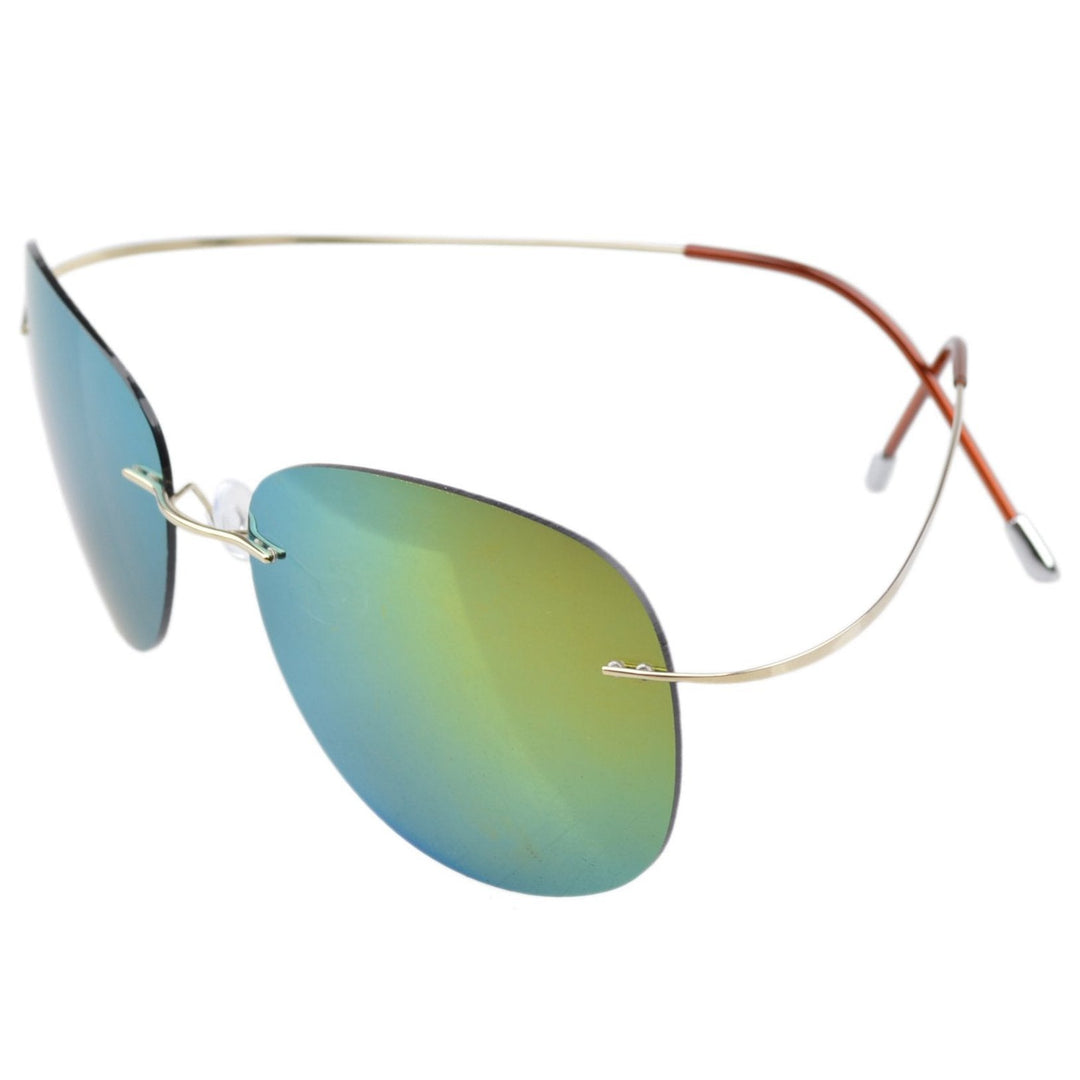 Polarized Rimless Titanium Frame Sunglasses