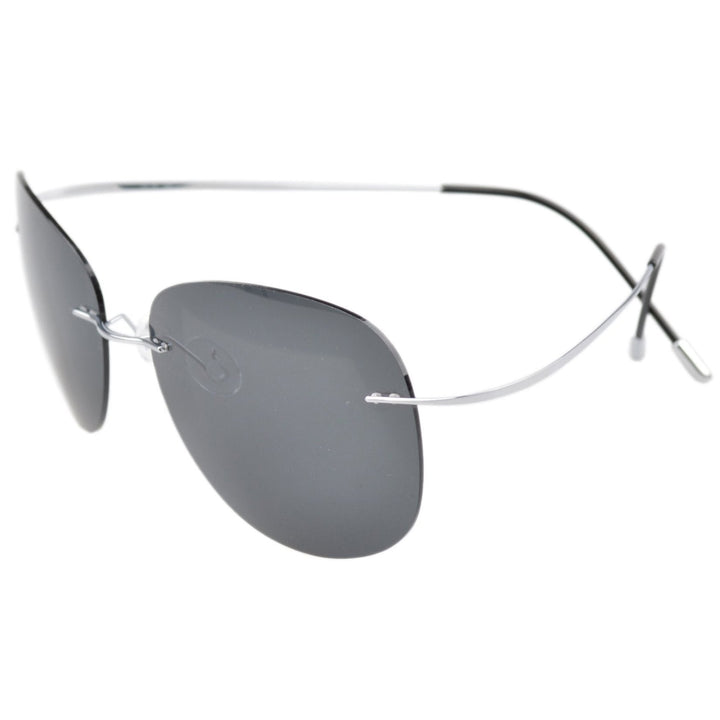 Polarized Rimless Titanium Frame Sunglasses