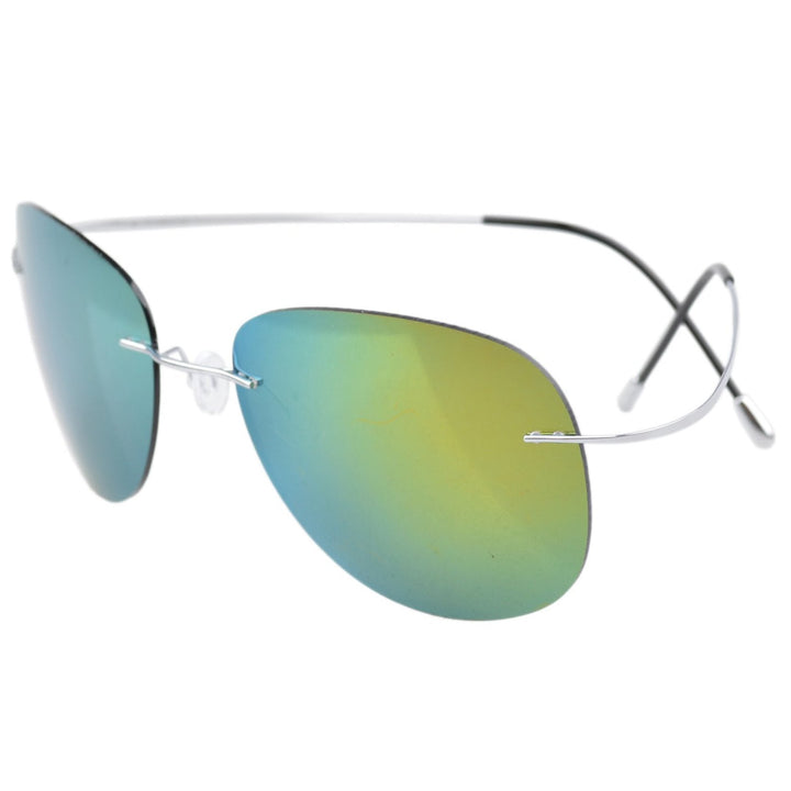 Polarized Rimless Titanium Frame Sunglasses