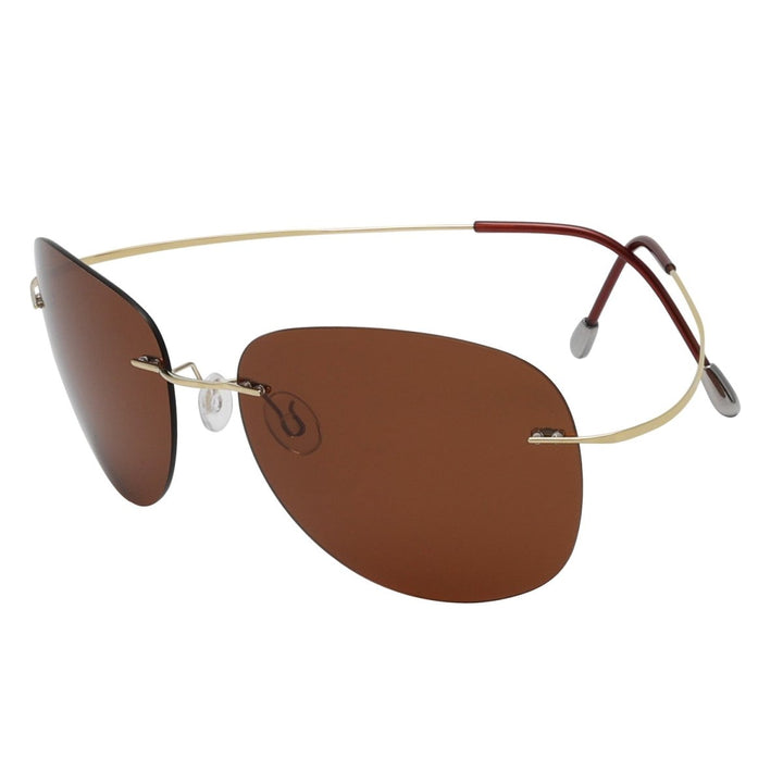 Polarized Rimless Titanium Frame Sunglasses