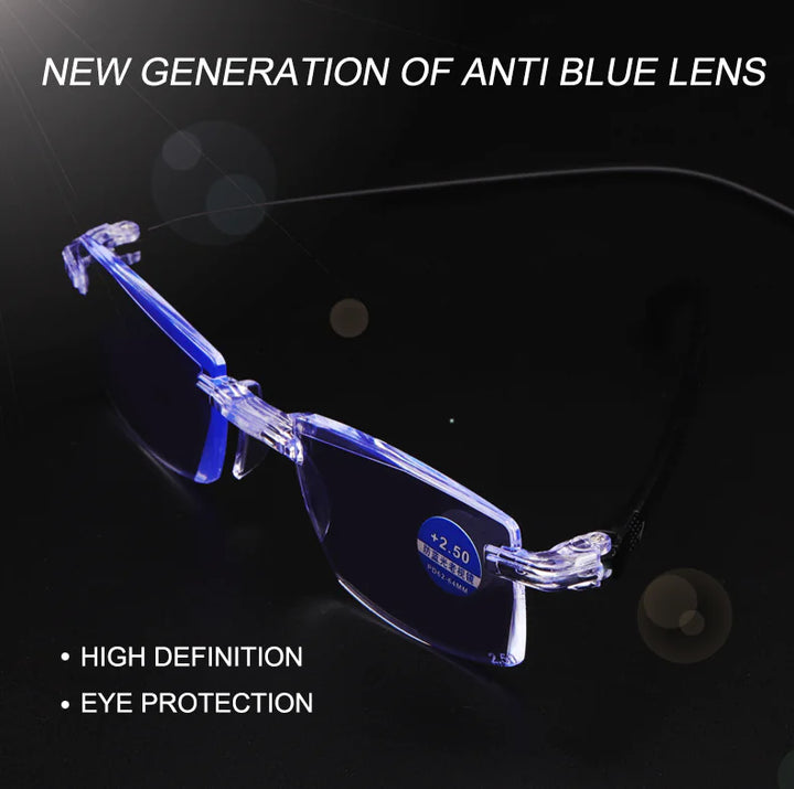 4-Pack Men's Rectangular Rimless Blue Light Blocking Reading Glasses