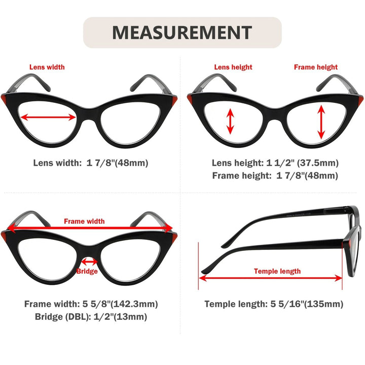 10 Pack Cat Eye Reading Glasses with Spring Hinges