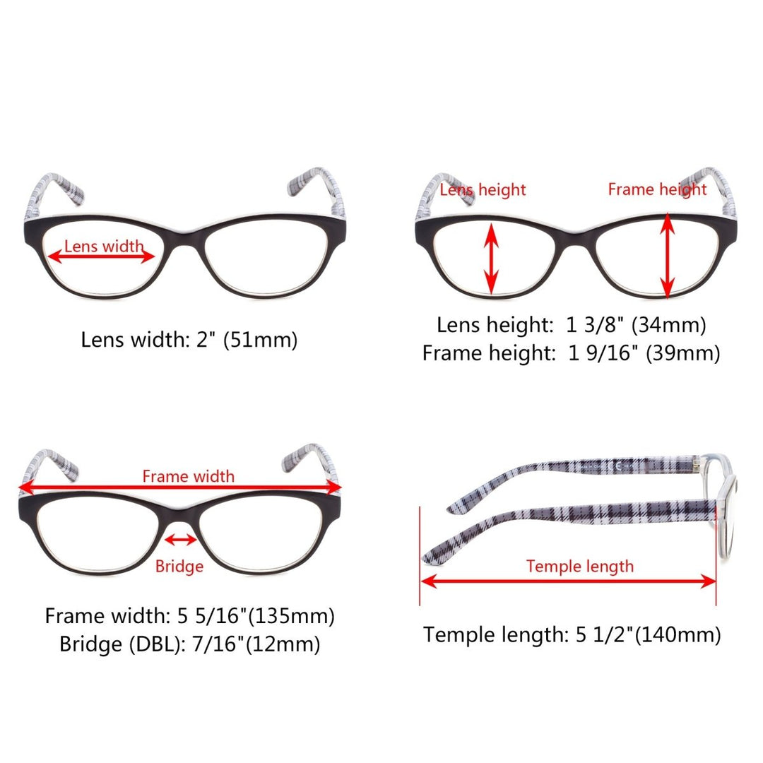 10 Pack Cat Eye Patterned Reading Glasses