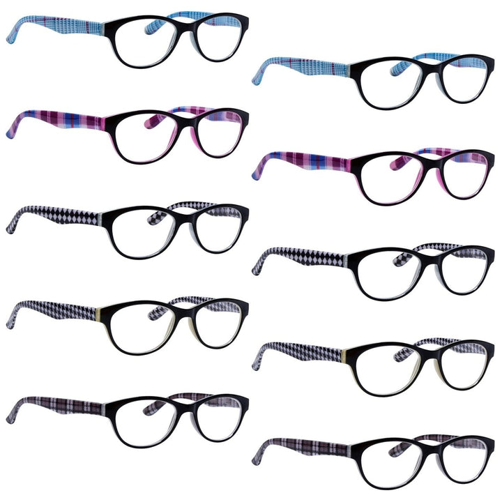 10 Pack Cat Eye Patterned Reading Glasses