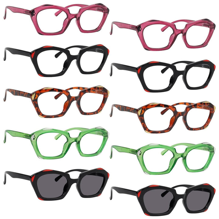 10 Pack Oval Lens Fashion Reading Glasses