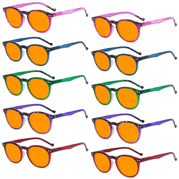 10 Pack Stylish Lightweight Oval Blue Light Blocking Reading Glasses DS071F