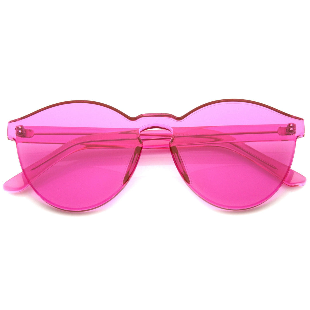 Rimless Monoblock Cut PC Color Lens Rimless Sunglasses A368