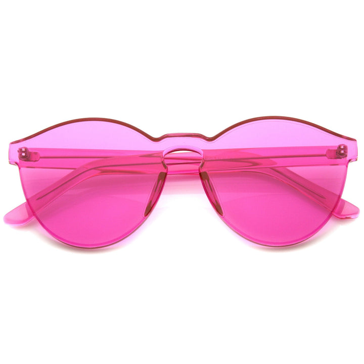 Rimless Monoblock Cut PC Color Lens Rimless Sunglasses A368