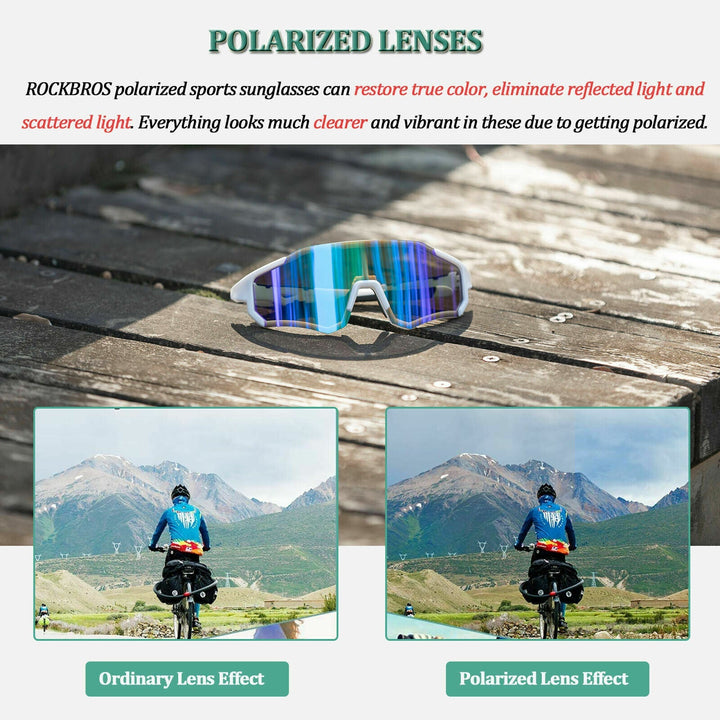 ROCKBROS Cycling Glasses Sports Sunglasses Polarized Half Frame UV400 Protection