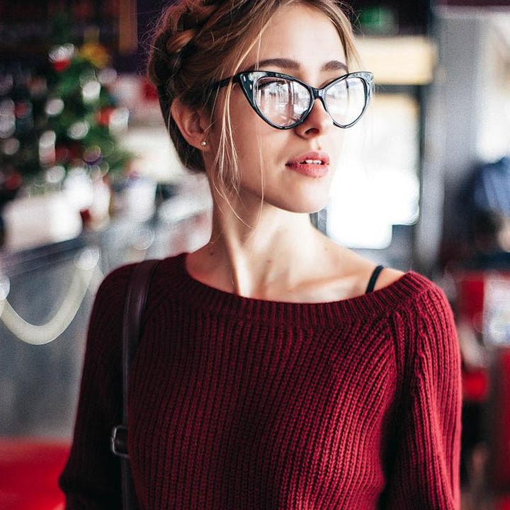 1950's Vintage Mod Fashion Cat Eye Clear Lens Glasses