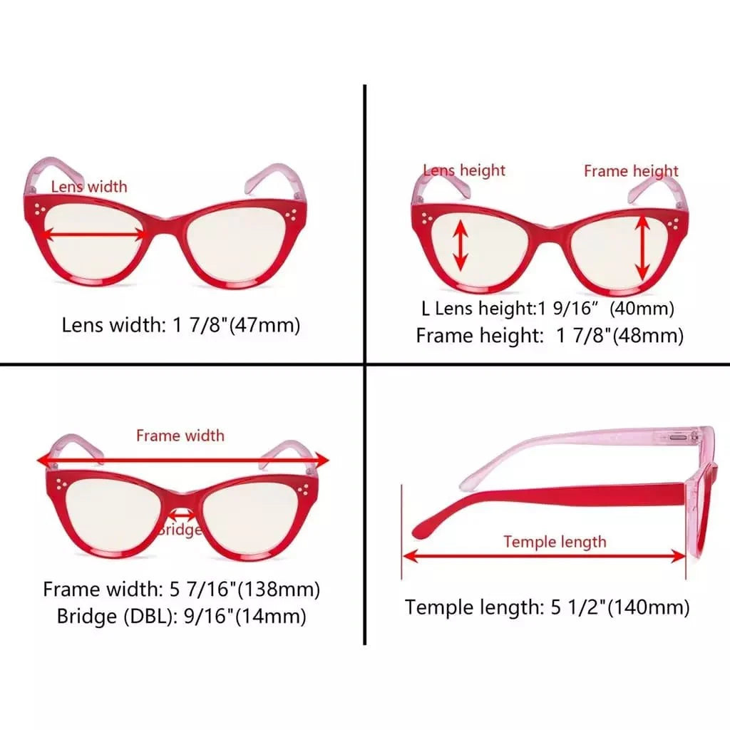 4 Pack Cat-eye Thicker Frame Blue Light Filter Readers UVR9108