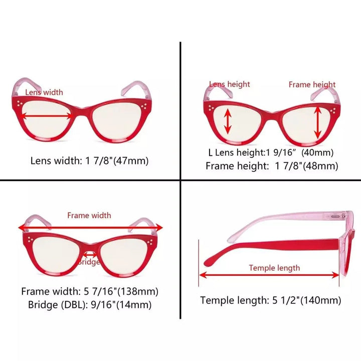 4 Pack Cat-eye Thicker Frame Blue Light Filter Readers UVR9108