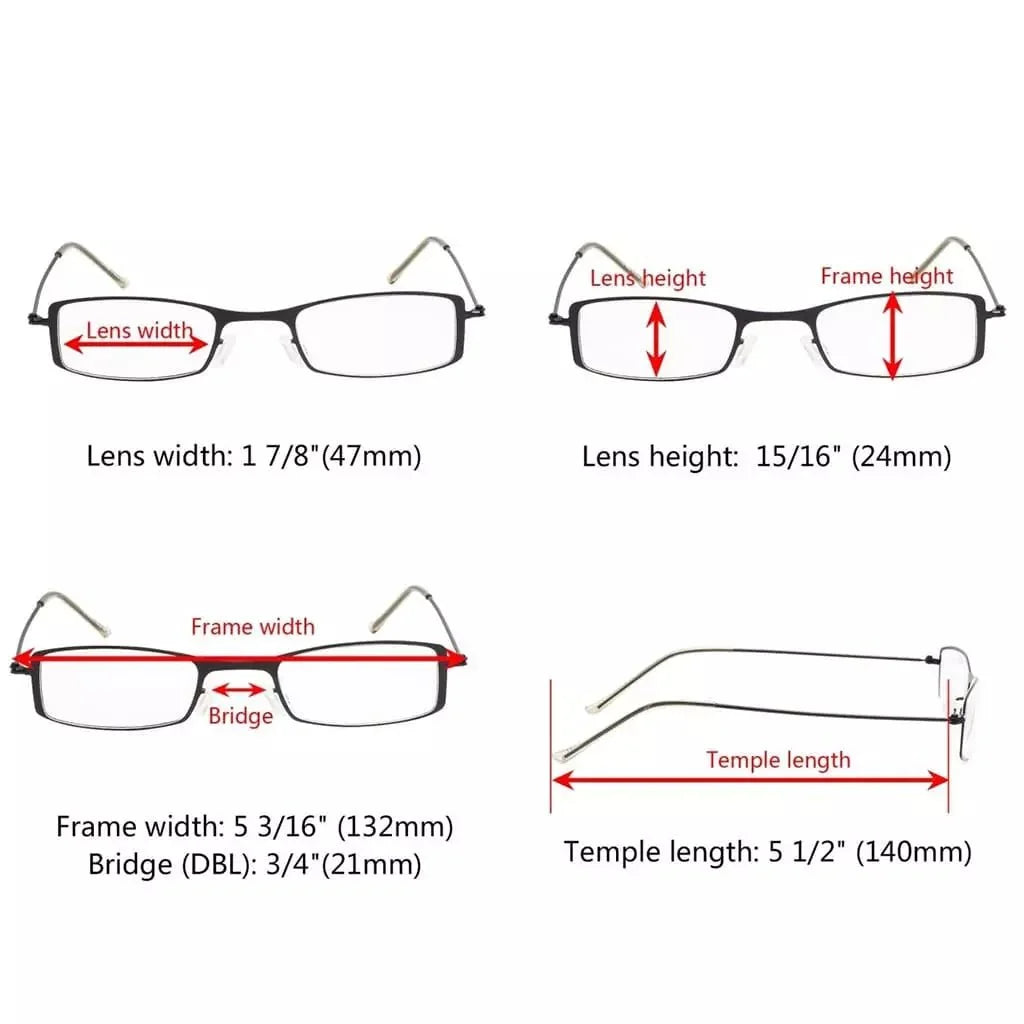 12 Pack Stainless Steel Metal Frame Lightweight Reading Glasses R15005