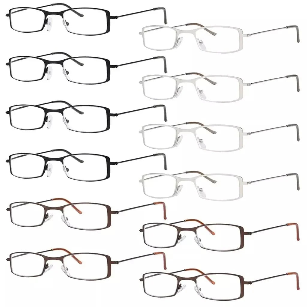 12 Pack Stainless Steel Metal Frame Lightweight Reading Glasses R15005
