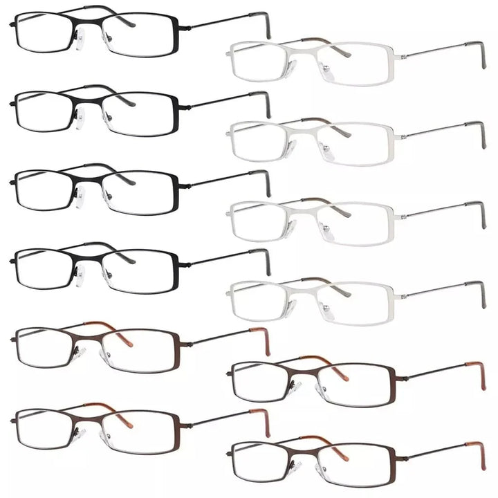 12 Pack Stainless Steel Metal Frame Lightweight Reading Glasses R15005