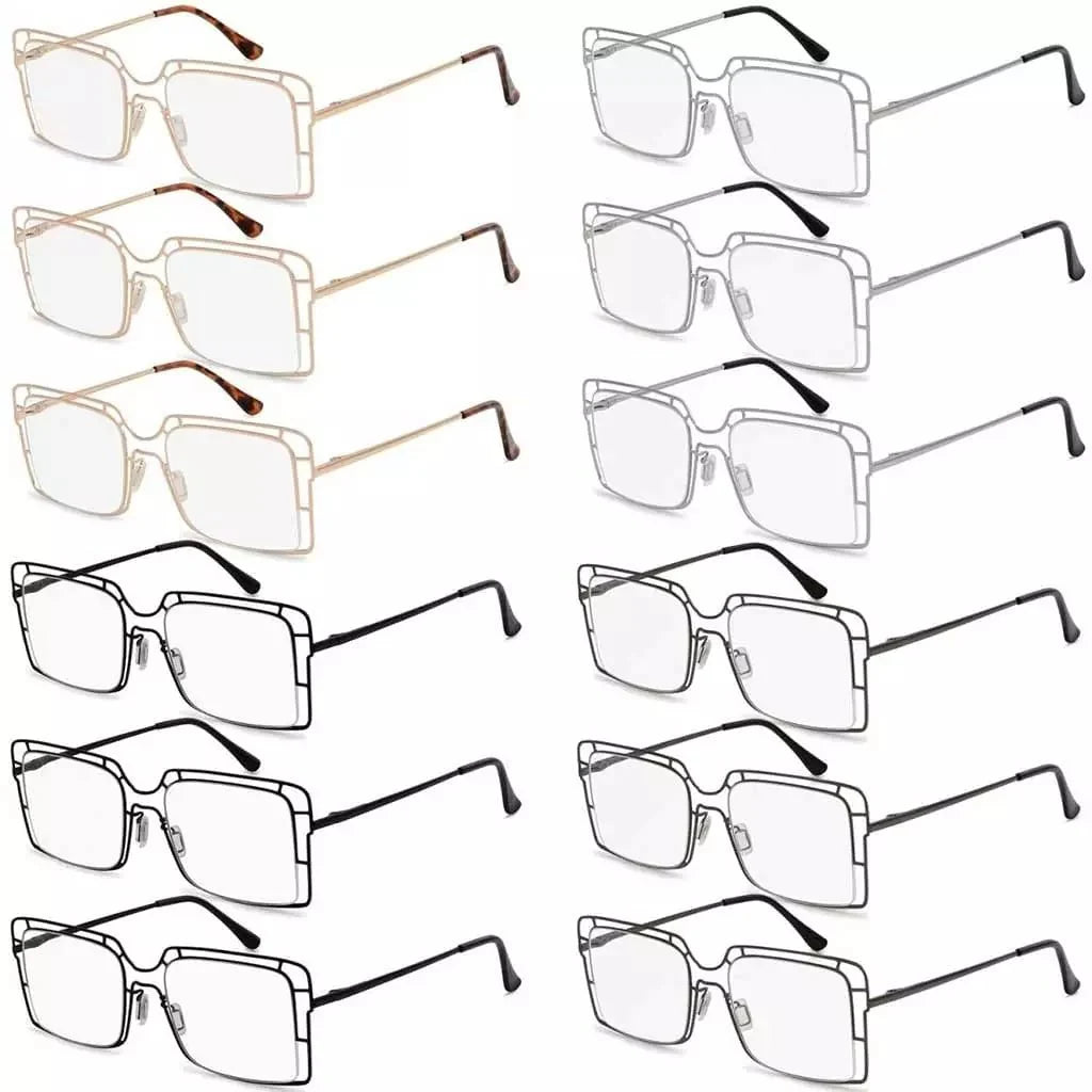 12 Pack Thin Metal Hollow Frame Reading Glasses R2301