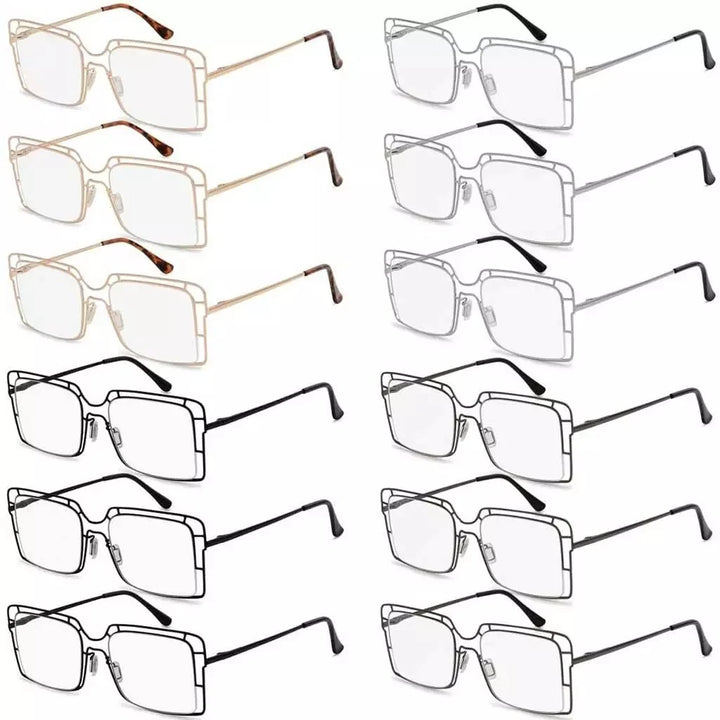 12 Pack Thin Metal Hollow Frame Reading Glasses R2301