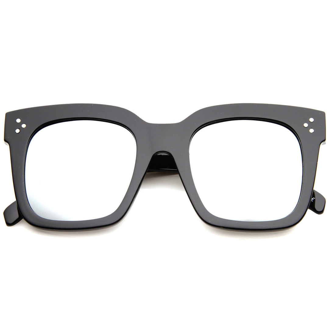 Bold Oversize Flat Mirror Lens Square Frame Horn Rimmed Sunglasses 50mm - A100