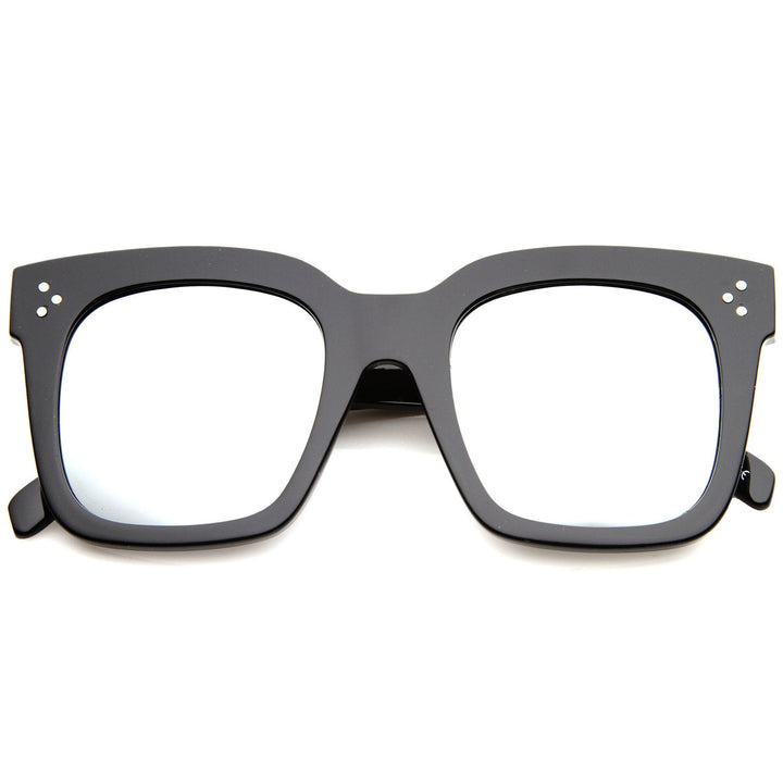 Bold Oversize Flat Mirror Lens Square Frame Horn Rimmed Sunglasses 50mm - A100