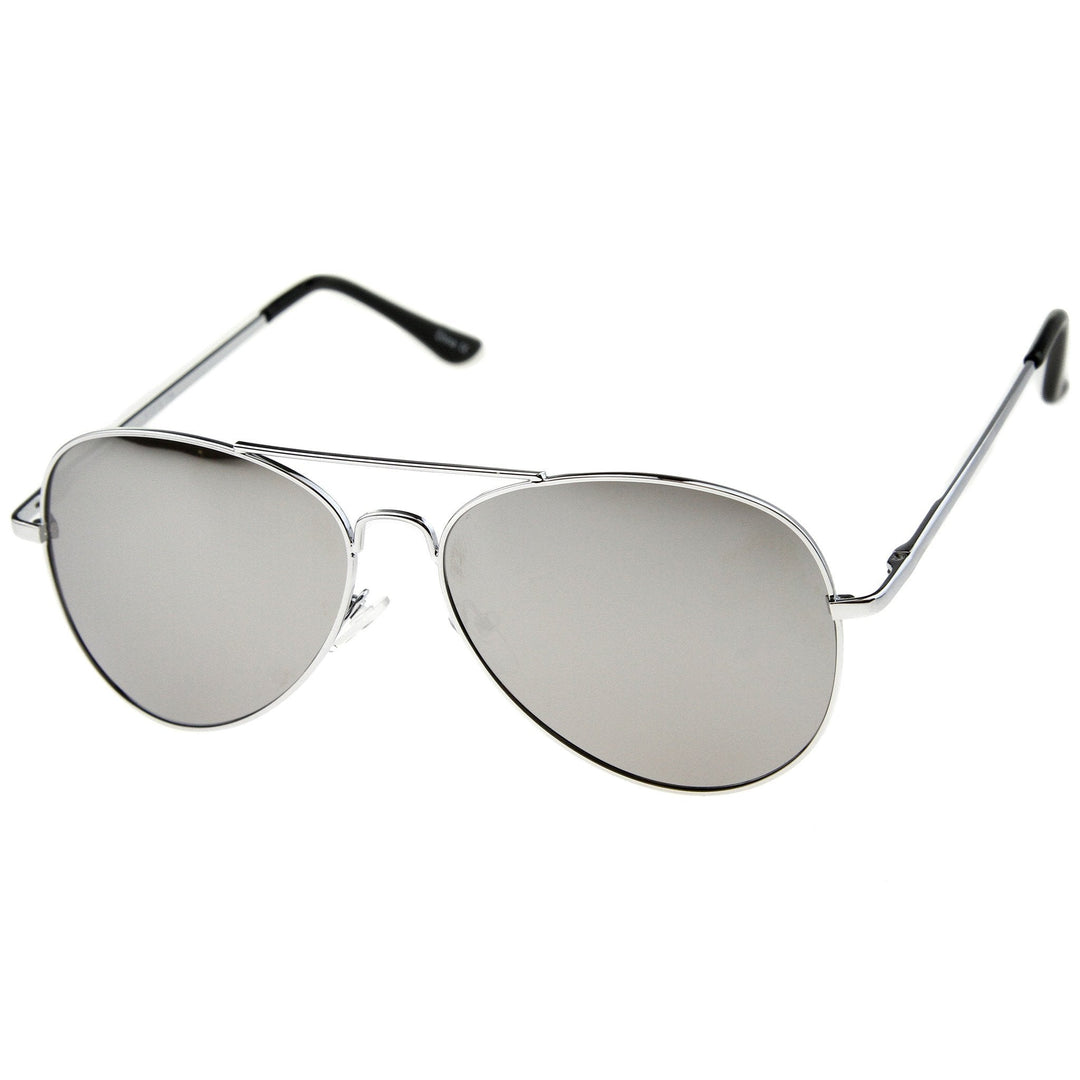 Premium Military Mirrored Lens Metal Aviator Sunglasses 1375 58mm