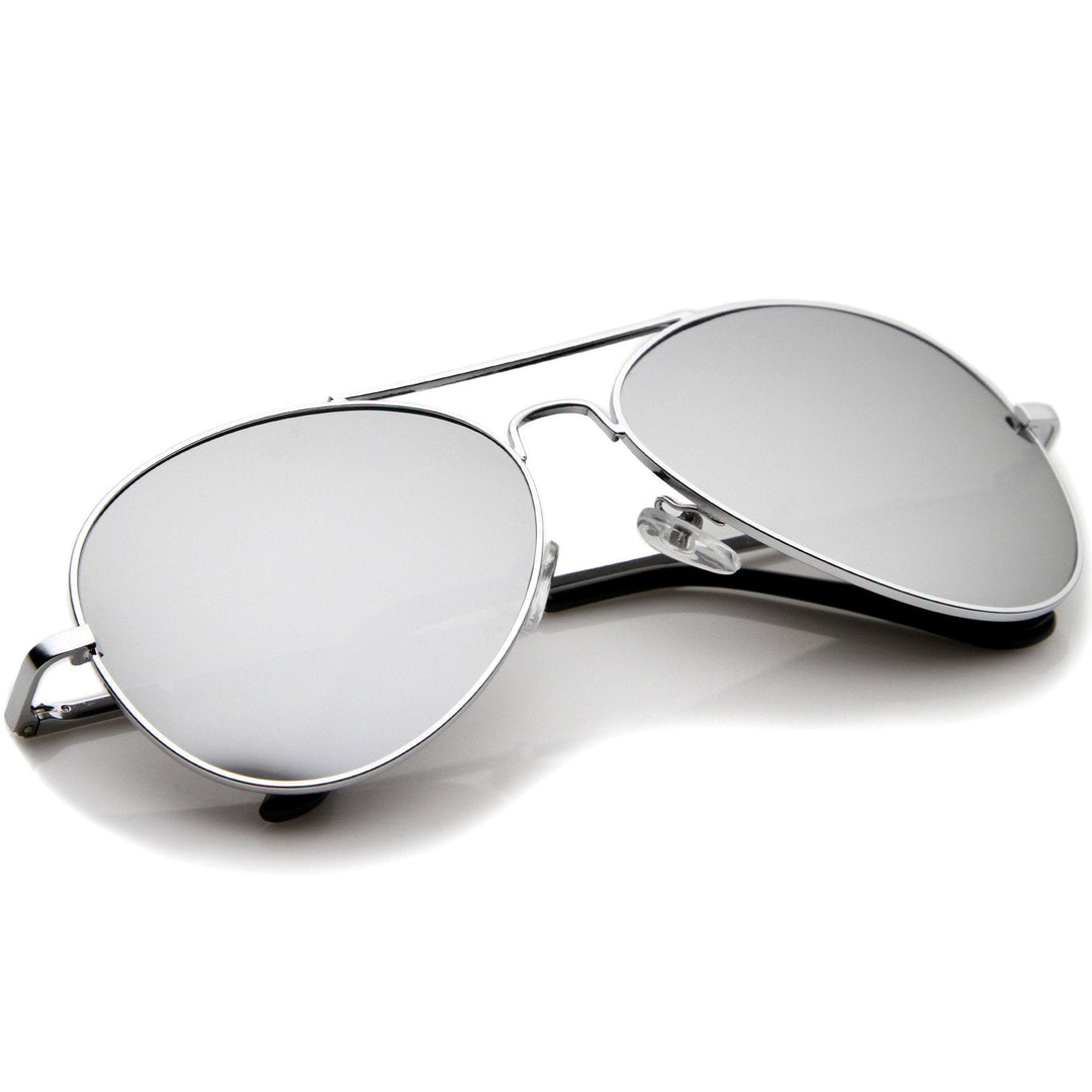 Premium Military Mirrored Lens Metal Aviator Sunglasses 1375 58mm