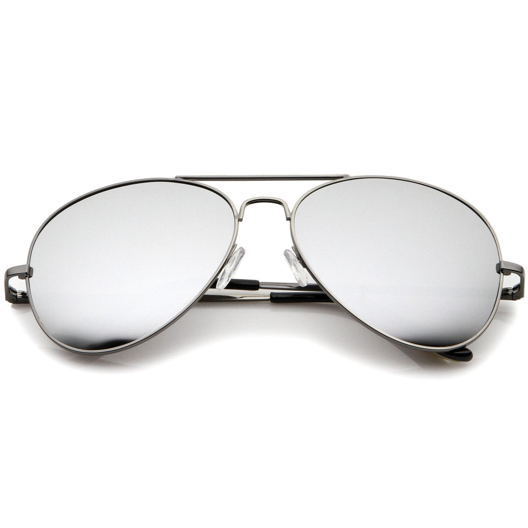 Premium Military Mirrored Lens Metal Aviator Sunglasses 1375 58mm