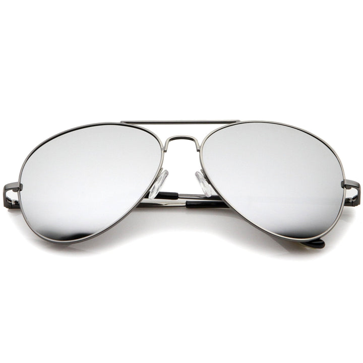 Premium Military Mirrored Lens Metal Aviator Sunglasses 1375 58mm