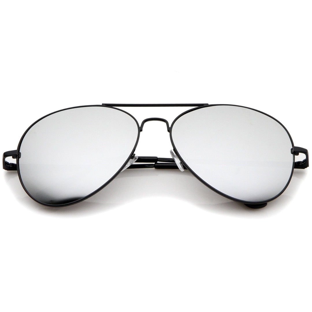 Premium Military Mirrored Lens Metal Aviator Sunglasses 1375 58mm