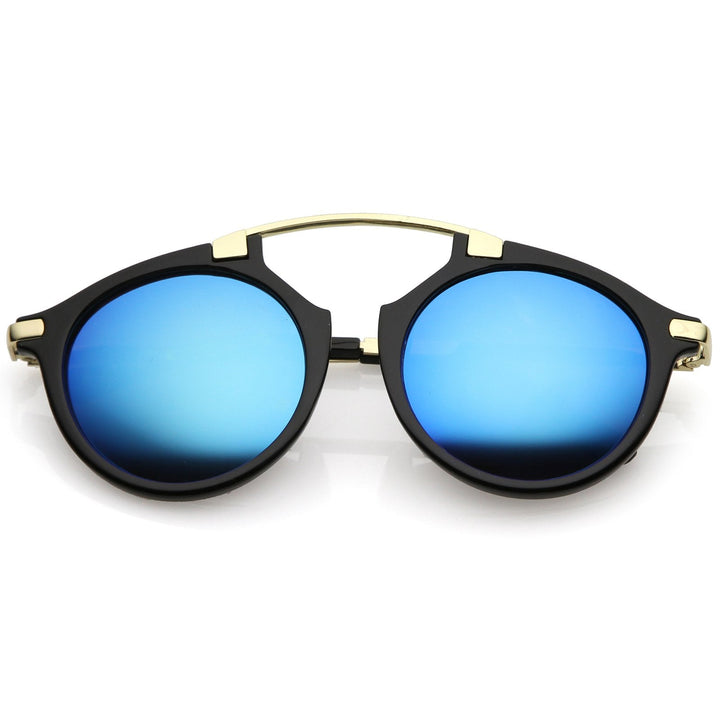 Arched Marble Pattern P3 Mirrored Lens Round Sunglasses A218