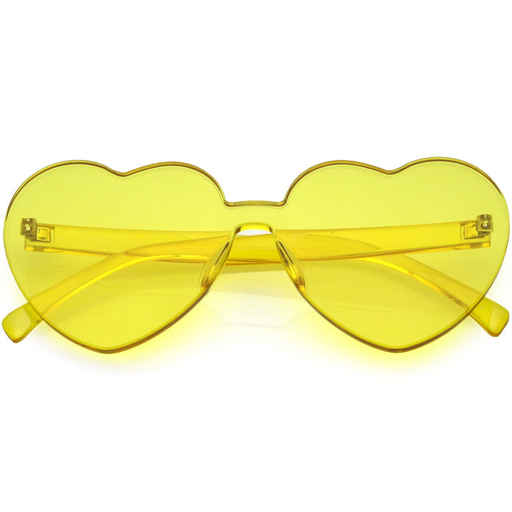 Women's Heart Shape Color Tone Monoblock Sunglasses C578