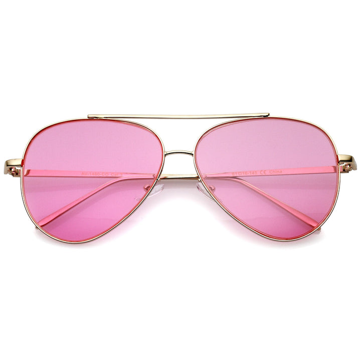 Retro Color Tone Color Flat Lens Aviator Sunglasses A967