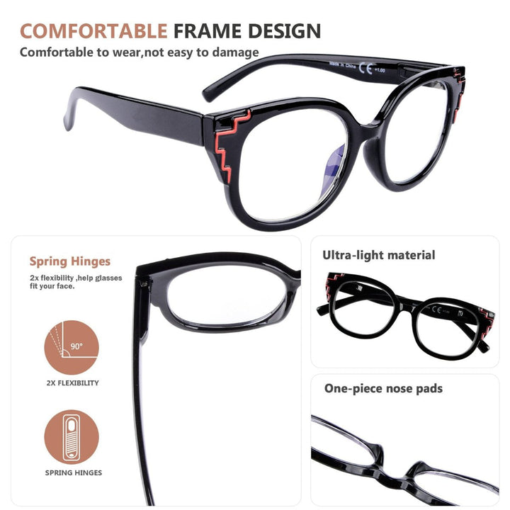 5 Pack Cat-eye Reading Glasses Fashion Readers R2119