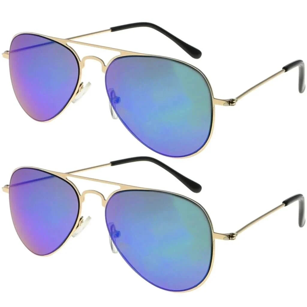 2 Pack 3-10yr Old Kids Child Pilot Metal Sunglasses S15016