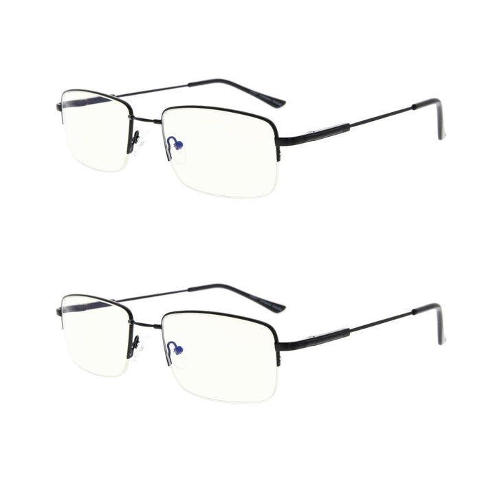 2 Pack Half-Rim Blue Light Filter Reading Glasses