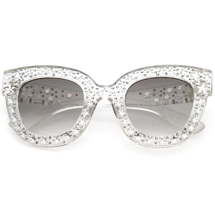 Women's Trendy Star Rhinestone Horned Rim Sunglasses C579