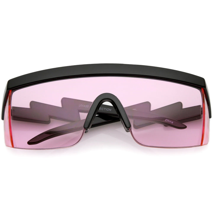 Retro Flat Top Color Tone Half Frame Goggle Shield Sunglasses C546