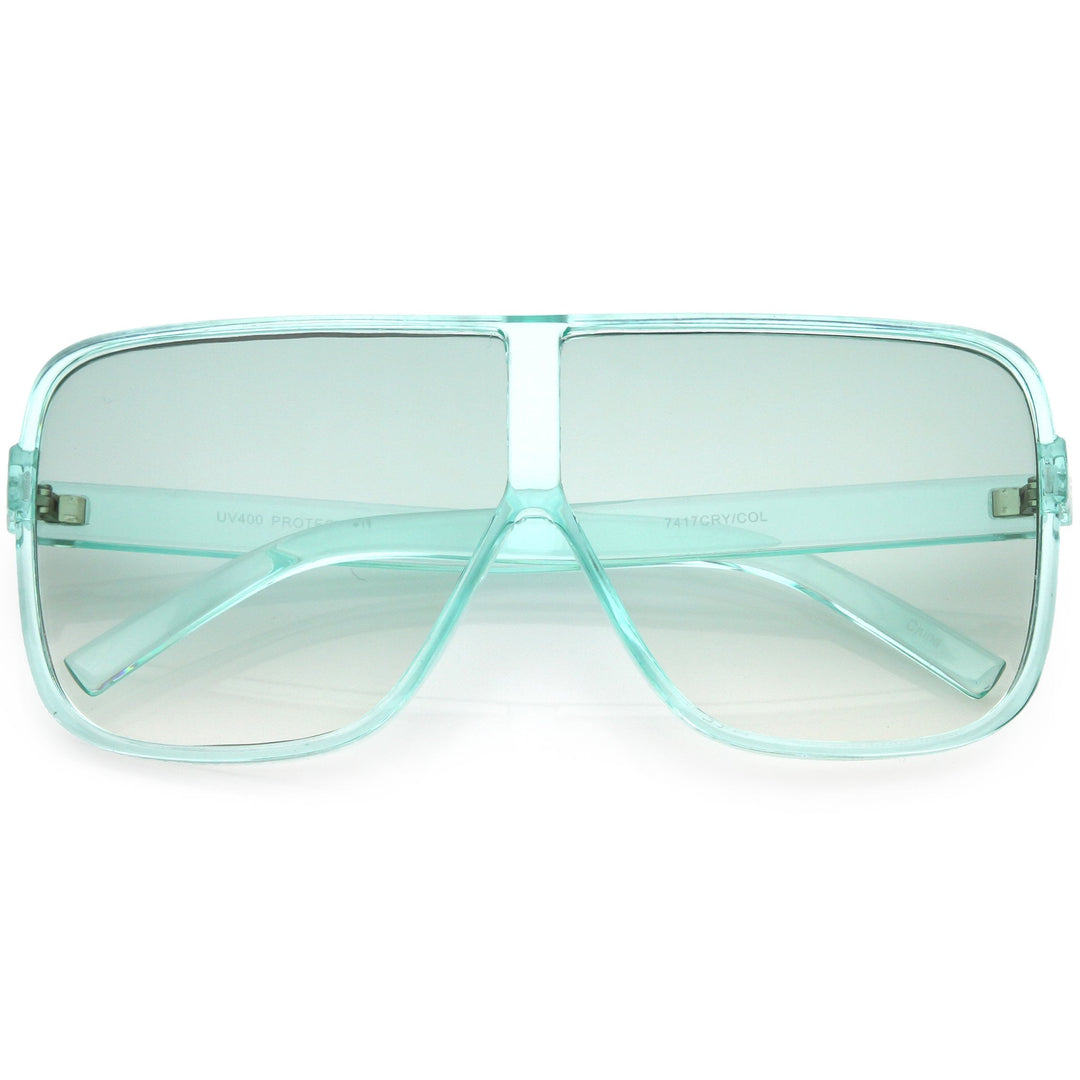 Oversize Festival Flat Top Translucent Color Tone Sunglasses C582