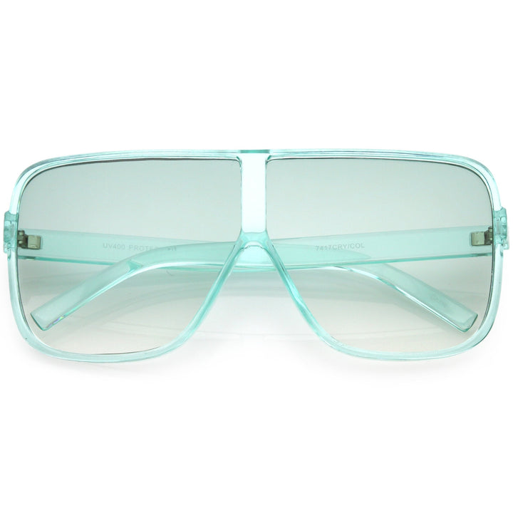 Oversize Festival Flat Top Translucent Color Tone Sunglasses C582