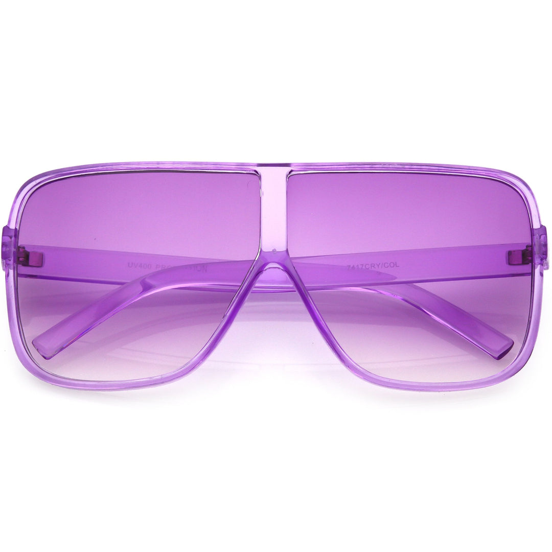 Oversize Festival Flat Top Translucent Color Tone Sunglasses C582